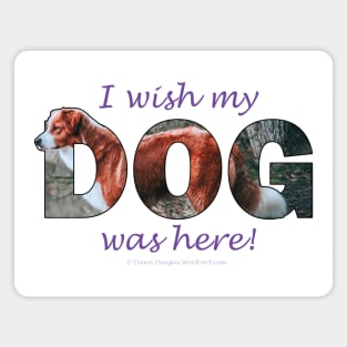 I wish my dog was here - brown and white collie oil painting word art Magnet